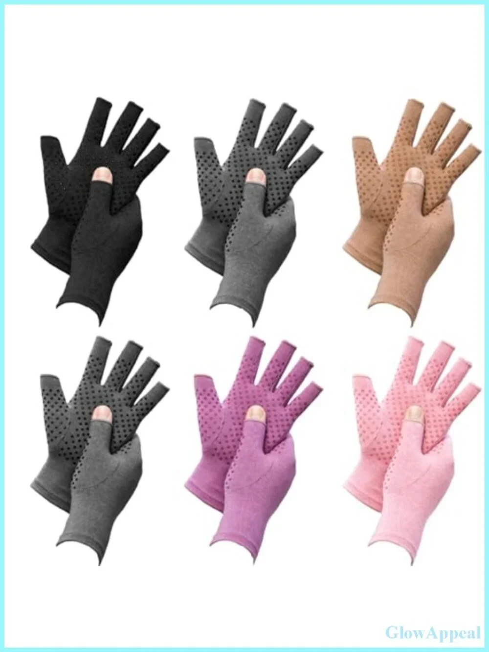6 Pairs Arthritis Compression Gloves for Women Men Fingerless Hand Support for